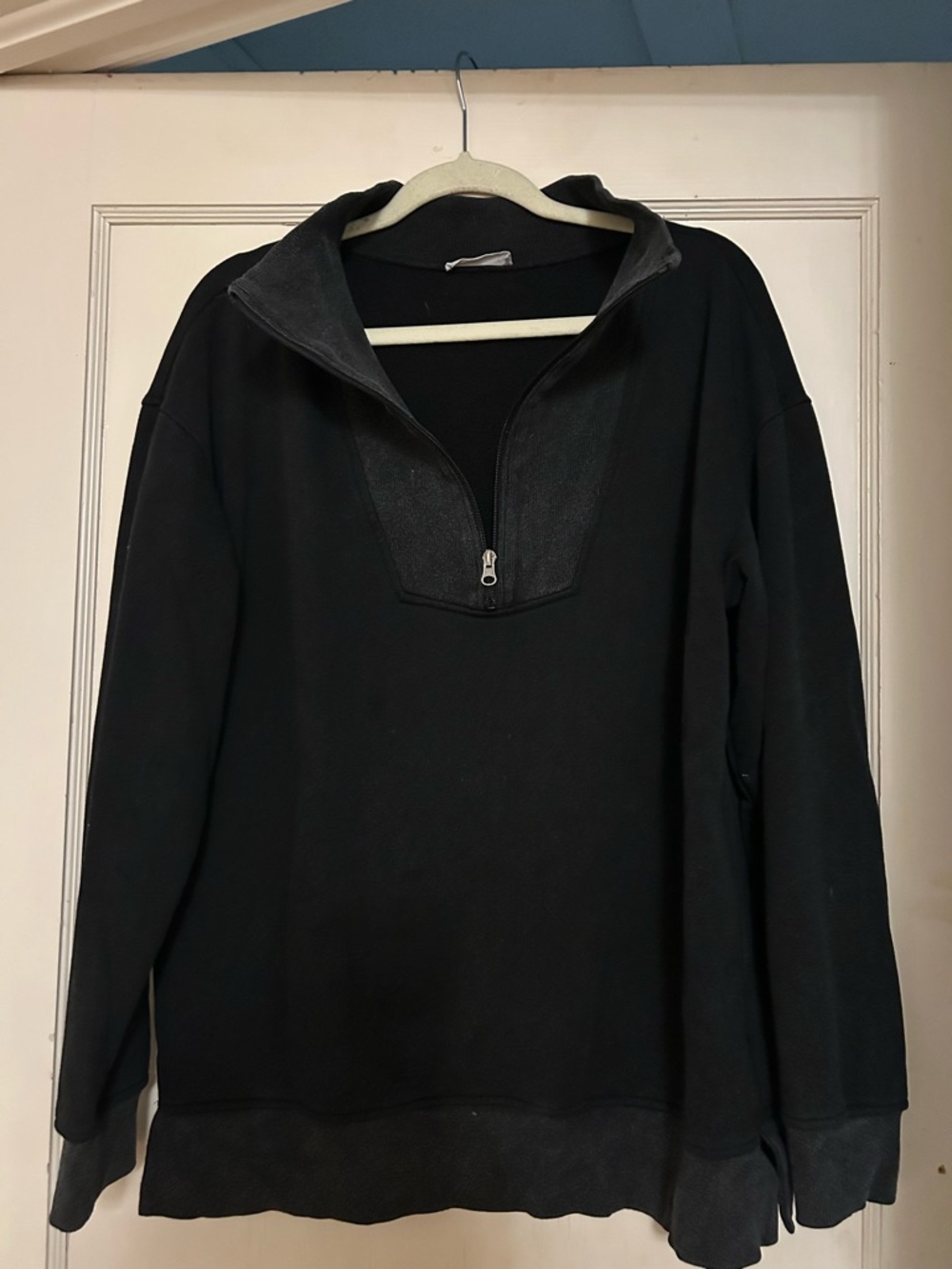 Black Half-Zip Pullover Sweatshirt